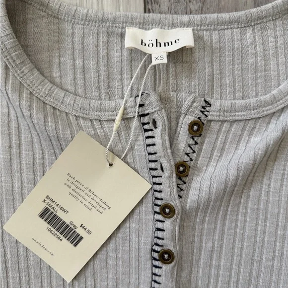 NWT Bohme Emmilianne Ribbed Top grey size xs - Picture 8 of 13